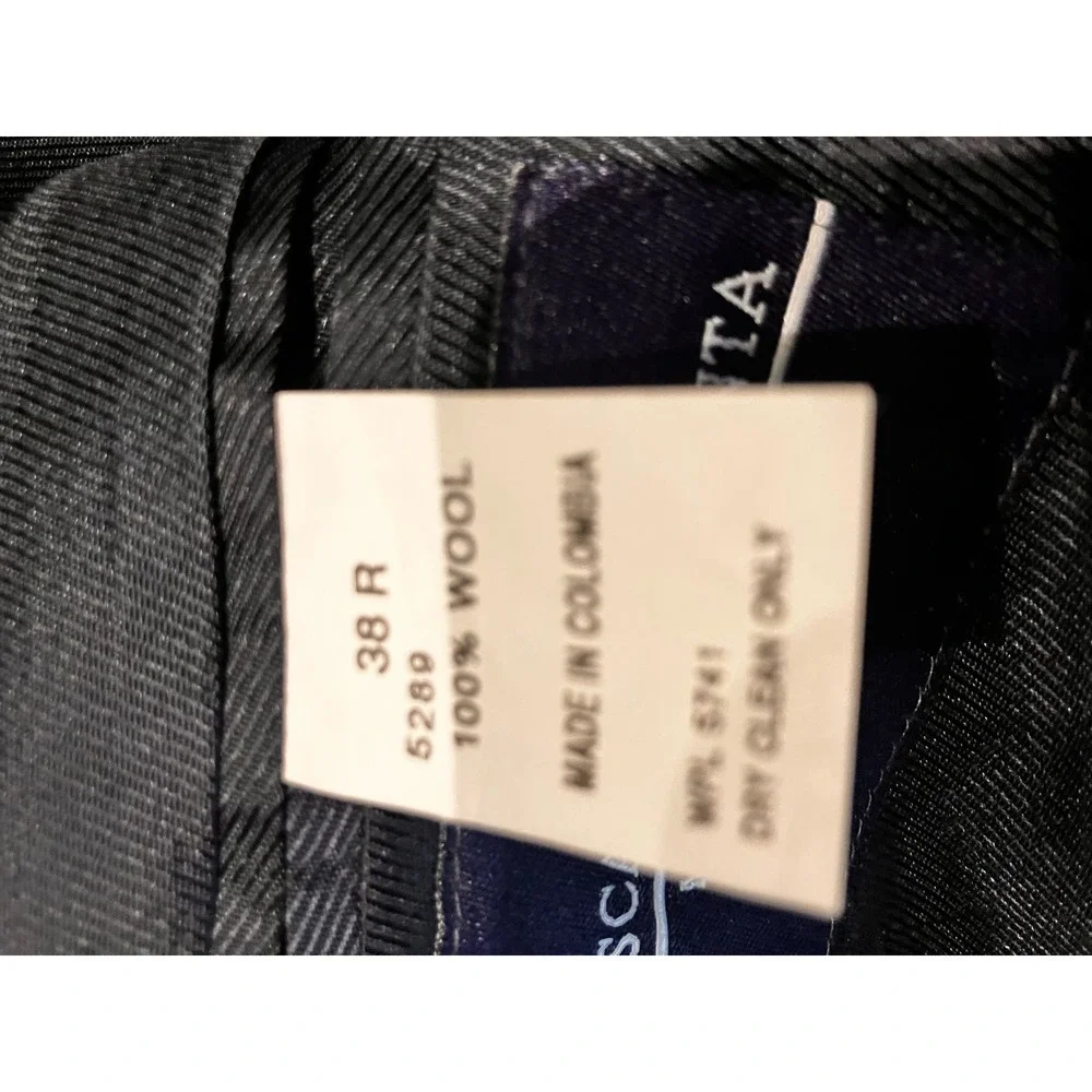 Oscar De‎ La Renta Navy Blue Plaid 38R Wool Blazer Sports Coat Preowned Menswear